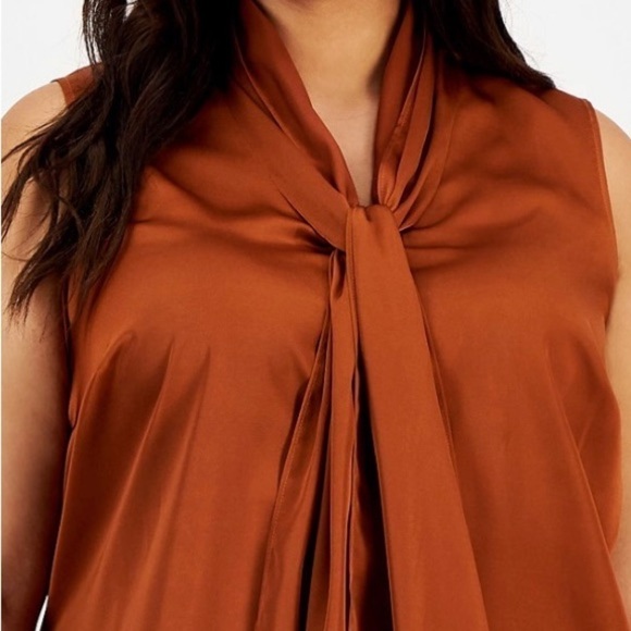 Bar Ill Women’s Plus Size Sleeveless Bow-Tie Blouse 3x Dark Clay NWT - Picture 2 of 6